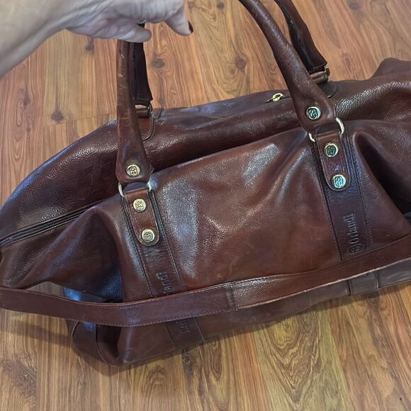 Marino Orlandi Italian brown leather travel bag continental large - Picture 4 of 7